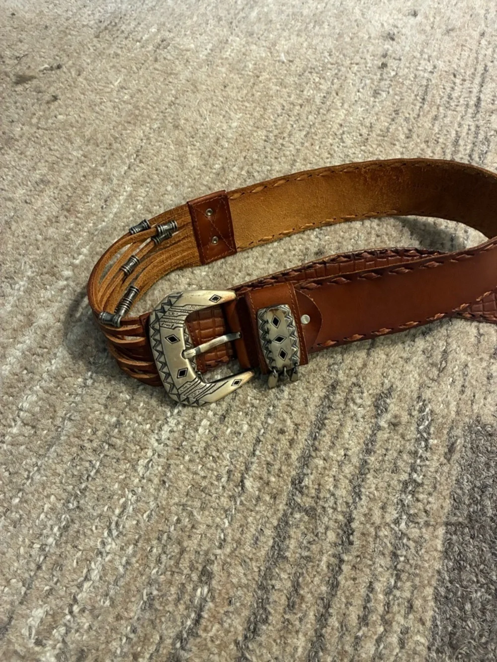 Vintage Western Brown Leather Belt | Silver Ornate Buckle Sz Small